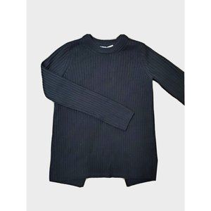 Rag & Bone / Jean Women's XS Black Rib Knit Wool Sweater Split Back Pullover